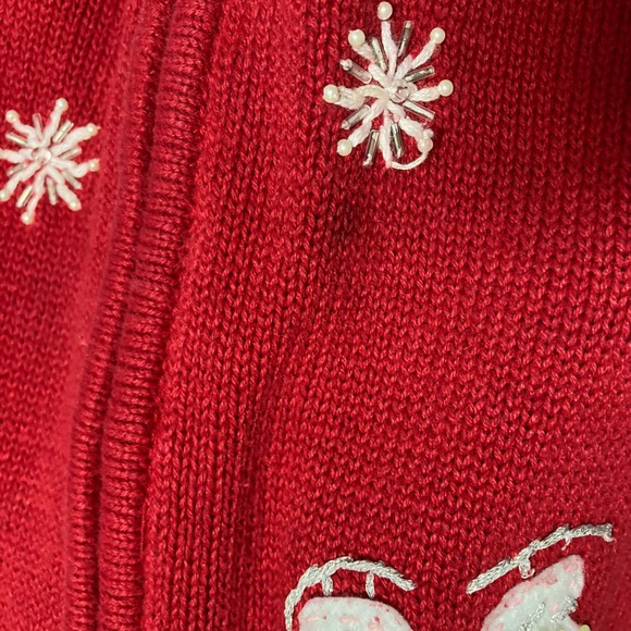 Vintage Tiara International Red Zip Up Christmas Sweater - Picture 2 of 10